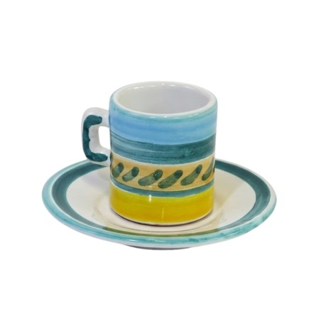 cylindrical Coffee Cup with Saucer Naxos Ceramiche De Simone cylindrical Coffee Cup with Saucer Naxos Ceramiche De Simone